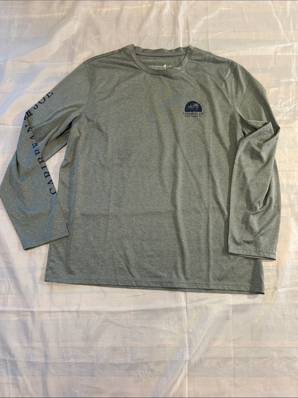 Caribbean Joe Men's Long Sleeve Performance Tee - Heather Gray